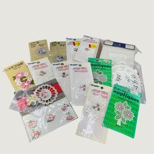 Wrights Costumakers Vintage Floral Lace Sew On Applique Lot OS‎ Multicolor Mixed